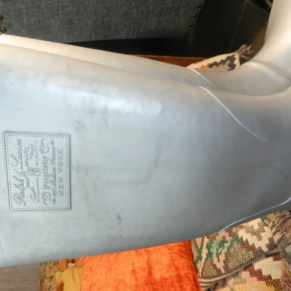 Ralph Lauren Girls Silver Distressed Slip On Knee High Rubber Water Boots Size 4